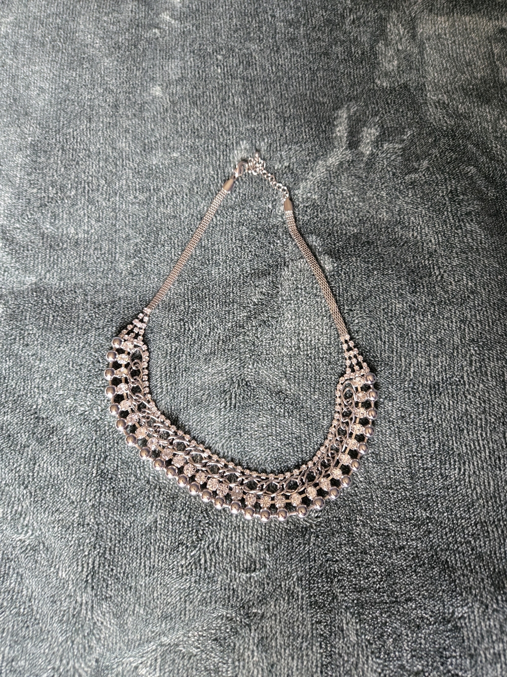 Silver-Tone Statement Bib Necklace - Elegant Women's Jewelry